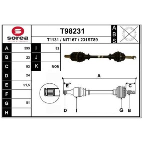 Antriebswelle T98231 von EAI günstig für 106,10 € online kaufen