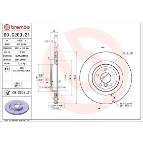 Compre Disco de travão da BREMBO 09.C209.21 a um preço baixo por 103,63 €