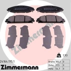 Achetez des Plaquettes de frein ZIMMERMANN 24164.175.1 à prix pour 74,09 €