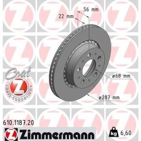 Bremsscheibe 610.1187.20 von ZIMMERMANN günstig für 54,59 € online kaufen
