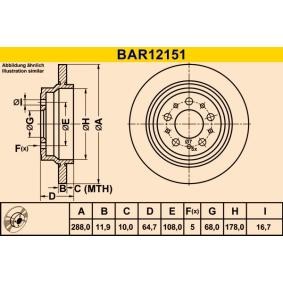 Comprar Disco de freno de Barum BAR12151 a bajo precio de 44,49 €