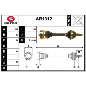 Antriebswelle AR1312 von SNRA günstig für 171,33 € online kaufen