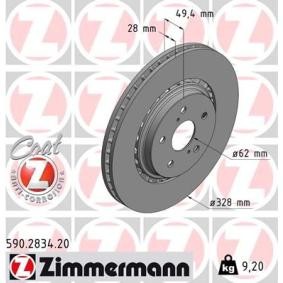 Bremsscheibe 590.2834.20 von ZIMMERMANN günstig für 82,06 € online kaufen