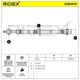 Osta Jarruletku RIDEX:llä 83B0578 edullisesti hintaan 9,56 €