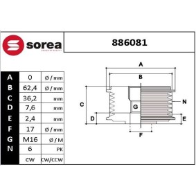 Køb Generator friløbskobling af EAI 886081 til den lave pris 380,95 DKK
