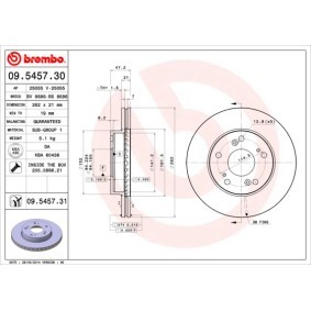 Bremsscheibe 09.5457.30 von BREMBO günstig für 61,24 € online kaufen