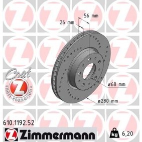 Bremsscheibe 610.1192.52 von ZIMMERMANN günstig für 292,69 € online kaufen