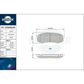 Compre Pastilhas de travão da ROTINGER RT 1PD09630 a um preço baixo por 28,37 €