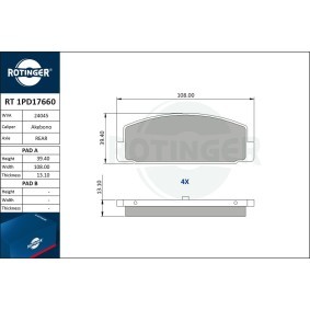 Compre Pastilhas de travão da ROTINGER RT 1PD17660 a um preço baixo por 21,41 €