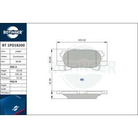 Compre Pastilhas de travão da ROTINGER RT 1PD18200 a um preço baixo por 26,23 €