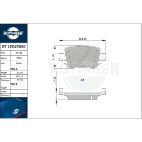 Bremsbeläge RT 1PD27090 von ROTINGER günstig für 32,98 € online kaufen