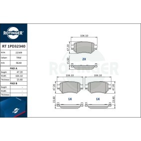 Compre Pastilhas de travão da ROTINGER RT 1PD32340 a um preço baixo por 50,92 €
