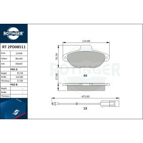 Bremsbeläge RT 2PD08511 von ROTINGER günstig für 27,28 € online kaufen