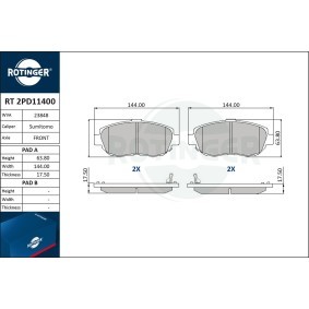 Compre Pastilhas de travão da ROTINGER RT 2PD11400 a um preço baixo por 47,05 €
