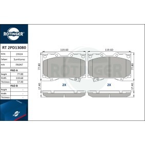 Compre Pastilhas de travão da ROTINGER RT 2PD13080 a um preço baixo por 44,60 €