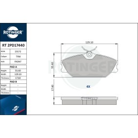 Achetez des Plaquettes de frein ROTINGER RT 2PD17440 à prix pour 37,37 €