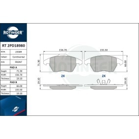 Bremsbeläge RT 2PD18980 von ROTINGER günstig für 50,41 € online kaufen
