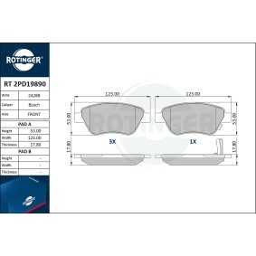 Bremsbeläge RT 2PD19890 von ROTINGER günstig für 40,53 € online kaufen