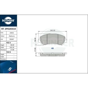 Bremsbeläge RT 2PD20310 von ROTINGER günstig für 40,70 € online kaufen