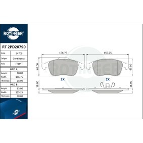 Achetez des Plaquettes de frein ROTINGER RT 2PD20790 à prix pour 48,19 €