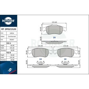 Achetez des Plaquettes de frein ROTINGER RT 2PD21520 à prix pour 42,38 €
