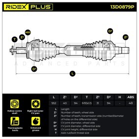 Comprar Árbol de transmisión de RIDEX PLUS 13D0879P a bajo precio de 179,26 €