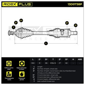 Antriebswelle 13D0738P von RIDEX PLUS günstig für 215,48 € online kaufen