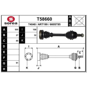 Antriebswelle T58660 von EAI günstig für 118,60 € online kaufen