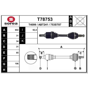 Compre Veio de transmissão da EAI T78753 a um preço baixo por 144,34 €