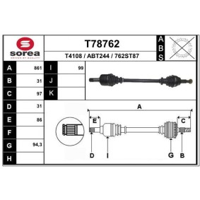 Compre Veio de transmissão da EAI T78762 a um preço baixo por 144,20 €