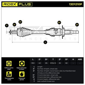 Comprar Árbol de transmisión de RIDEX PLUS 13D1210P a bajo precio de 325,31 €