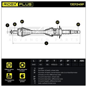 Comprar Árbol de transmisión de RIDEX PLUS 13D1249P a bajo precio de 197,25 €