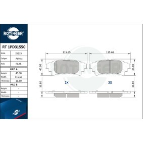 Compre Pastilhas de travão da ROTINGER RT 1PD31550 a um preço baixo por 34,16 €