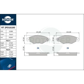 Bremsbeläge RT 2PD16100 von ROTINGER günstig für 40,98 € online kaufen