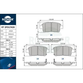 Bremsbeläge RT 2PD17420 von ROTINGER günstig für 36,74 € online kaufen
