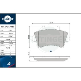 Achetez des Plaquettes de frein ROTINGER RT 2PD17460 à prix pour 51,54 €