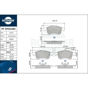 Bremsbeläge RT 2PD21681 von ROTINGER günstig für 69,00 € online kaufen