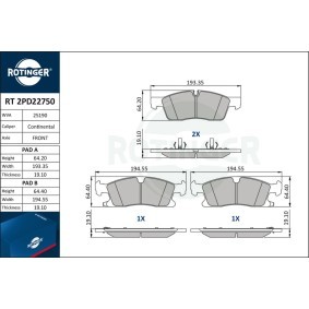 Köp Bromsbelägg av ROTINGER RT 2PD22750 till det låga priset 972,86 kr