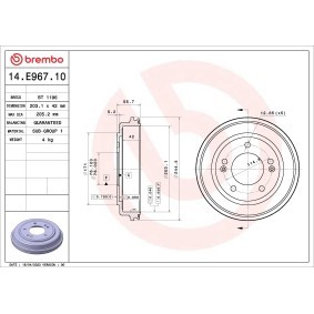 Osta Jarrurumpu BREMBO:llä 14.E967.10 edullisesti hintaan 60,50 €