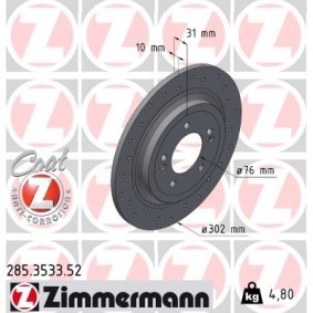 Bremsscheibe 285.3533.52 von ZIMMERMANN günstig für 68,74 € online kaufen