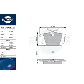Bremsbeläge RT 1PD05220 von ROTINGER günstig für 39,38 € online kaufen
