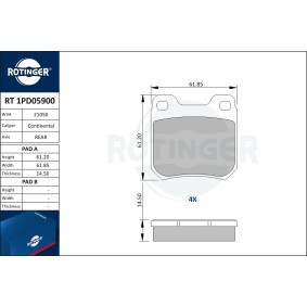Köp Bromsbelägg av ROTINGER RT 1PD05900 till det låga priset 488,48 kr