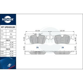 Köp Bromsbelägg av ROTINGER RT 1PD33120 till det låga priset 641,92 kr