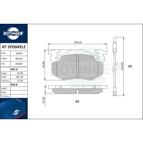 Achetez des Plaquettes de frein ROTINGER RT 2PD04912 à prix pour 27,72 €