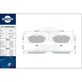 Köp Bromsbelägg av ROTINGER RT 2PD07020 till det låga priset 434,62 kr