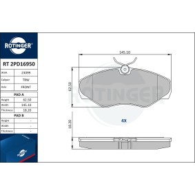 Achetez des Plaquettes de frein ROTINGER RT 2PD16950 à prix pour 56,59 €