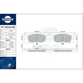 Bremsbeläge RT 2PD22740 von ROTINGER günstig für 44,04 € online kaufen