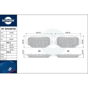 Achetez des Plaquettes de frein ROTINGER RT 2PD38750 à prix pour 66,90 €