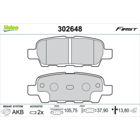 Bremsbeläge 302648 von VALEO günstig für 20,80 € online kaufen