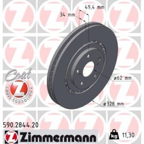 Bremsscheibe 590.2844.20 von ZIMMERMANN günstig für 86,16 € online kaufen